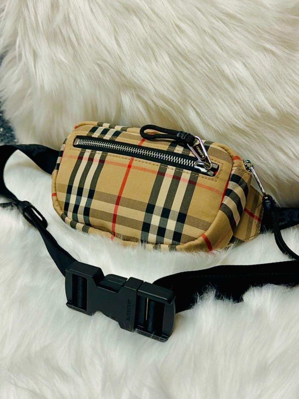 Burberry Classic Nova Check Tan and Black Belt Bag
